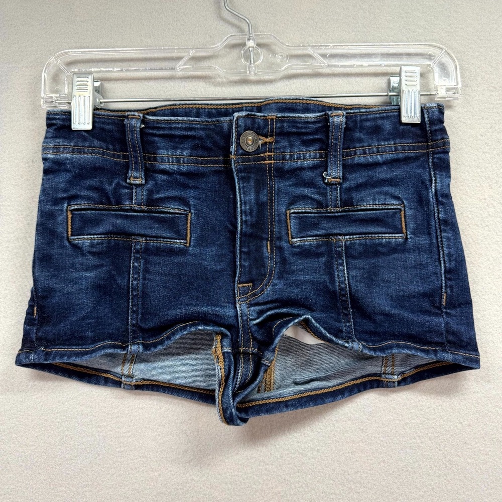 American Eagle Micro Shorts Womens 000 Blue Denim Jorts Next Level Stretch Y2K‎
